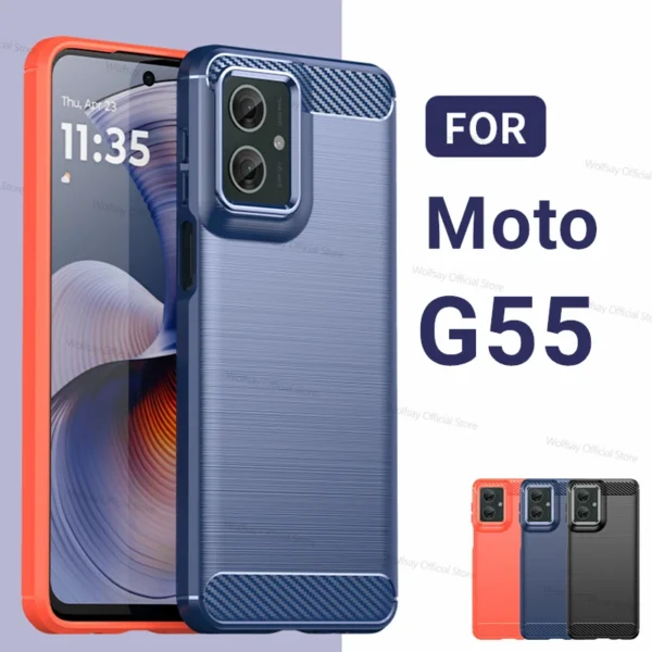 Voor Motorola Moto G55 Case Motorola Moto G55 Cover Funda Schokbestendig Geborsteld TPU Protector Telefoon Achterkant Voor Motorola Moto G55