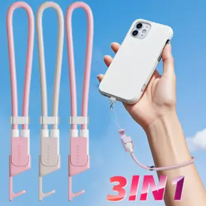 3-IN-1 mobiele telefoon snel opladen oplader kabel lanyard voor Samsung